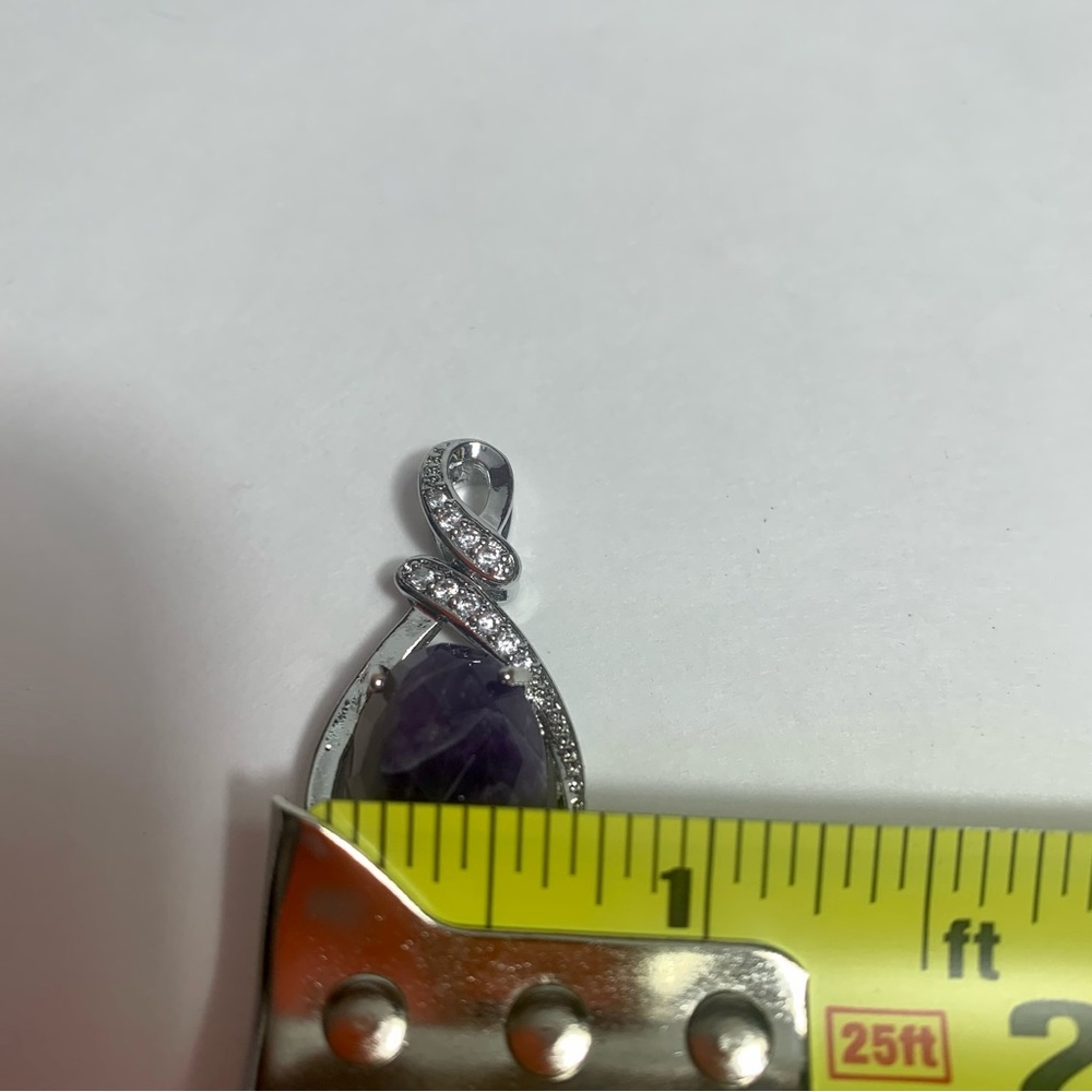 Necklace pendant. Faux amethyst and faux diamond necklace pendant. - Picture 7 of 9